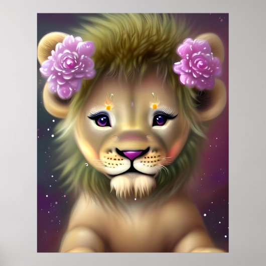 Niedliche Kinderlippe mit rosa Blume Graphic Poster (Vorne)