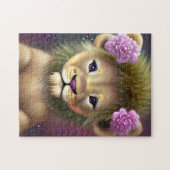 Niedliche Kinderlippe mit rosa Blume Graphic Puzzle (Horizontal)