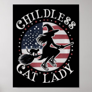 Niedliche kinderlose Katze Frauen geheftete Hexen Poster