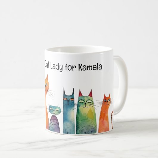 Niedliche kinderlose Katze Lady für Kamala Kaffeetasse (VorderseiteRechts)