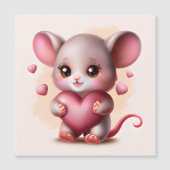 Niedliche Kindermäuse mit Valentinin's Heart Squar Magnetkarte (Vorderseite)