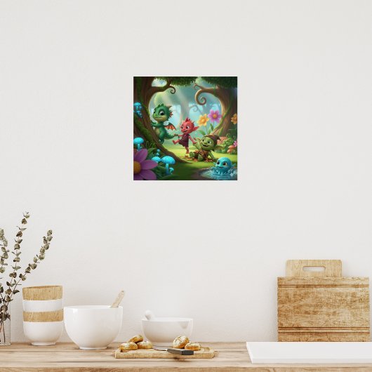 Niedliche Kindermonster Poster (Küche)