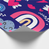Niedliche Kindermuster, Regenbogen, Wolken, Geschenkpapier (Ecke)