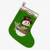 Niedliche Kinderpersonalisierter Snowman Großer Weihnachtsstrumpf (Vorderansicht (hängend))