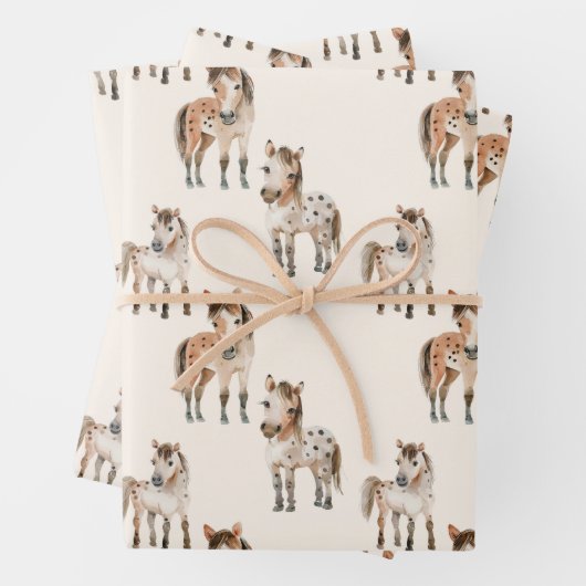 Niedliche Kinderpferde Geschenkpapier Set (Beispiel)