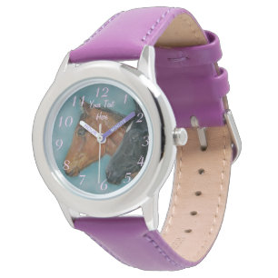 niedliche Kinderpferde Schwarzer Forelle Armbanduhr