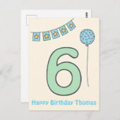 Niedliche Kinderpflege 6. Geburtstag Postkarte (Vorne/Hinten)