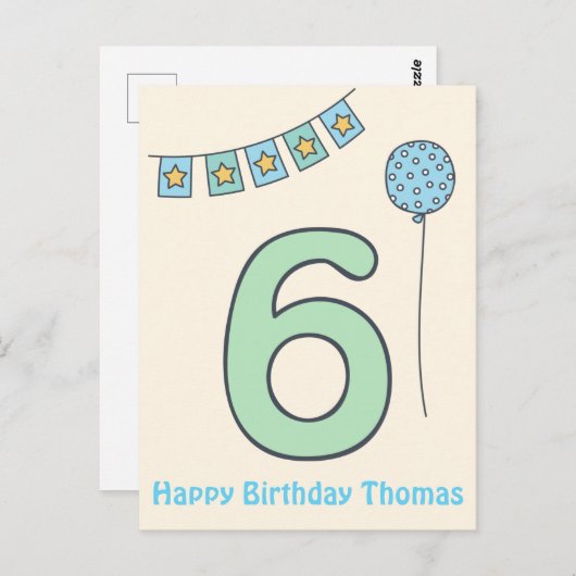 Niedliche Kinderpflege 6. Geburtstag Postkarte (Vorne/Hinten)