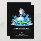 Niedliche Kinderprinzessin Geburtstag Einladung (Vorne/Hinten)