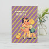 niedliche Kinderrückgabe Geburtstagsparty Einladung (Stehend Vorderseite)