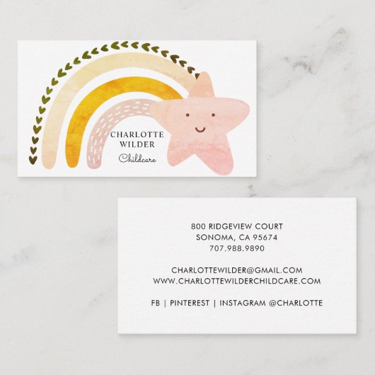 Niedliche Kinderrücklaufkarte Visitenkarte (Vorne/Hinten)