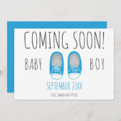 Niedliche Kinderschuhe kommen bald blauer Schwange Ankündigung (Vorne/Hinten)