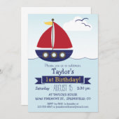 Niedliche Kindersegler-Geburtstagsparty Einladung (Vorne/Hinten)