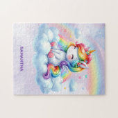 Niedliche Kindersitze auf einer Wolke und Regenbög Puzzle (Horizontal)