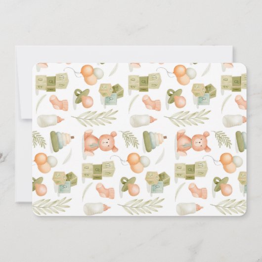 Niedliche Kinderspielzeug-Babydusche Einladung (Rückseite)