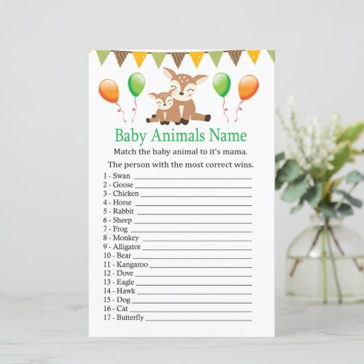 Niedliche Kindertiere Name Game (Stehend Vorderseite)