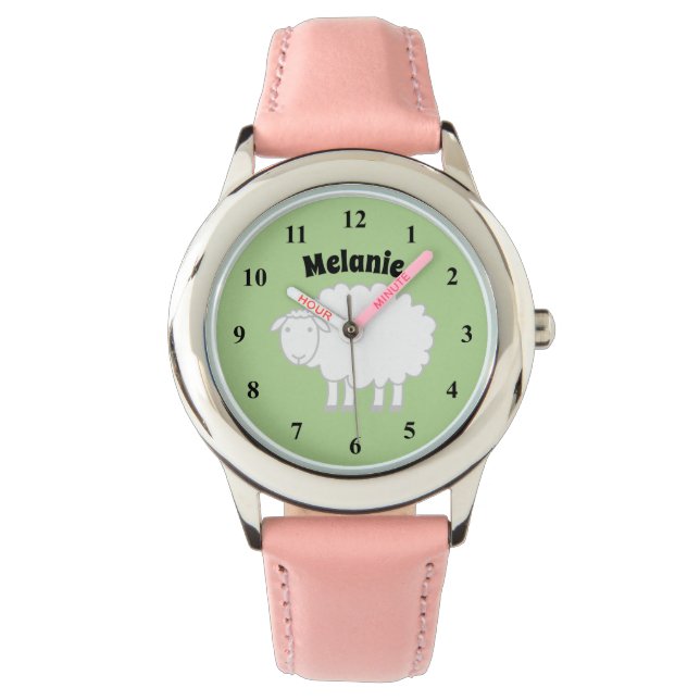 Niedliche Kinderuhr mit dem Namen von Nutztieren u Armbanduhr (Vorderseite)