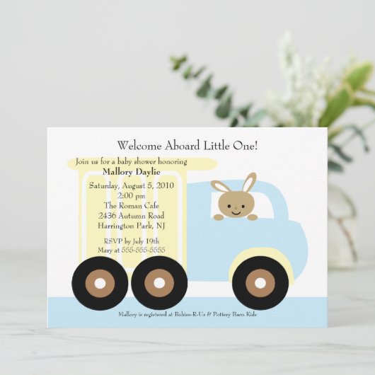 Niedliche Kinderwagen Kinderdusche Einladung (Stehend Vorderseite)