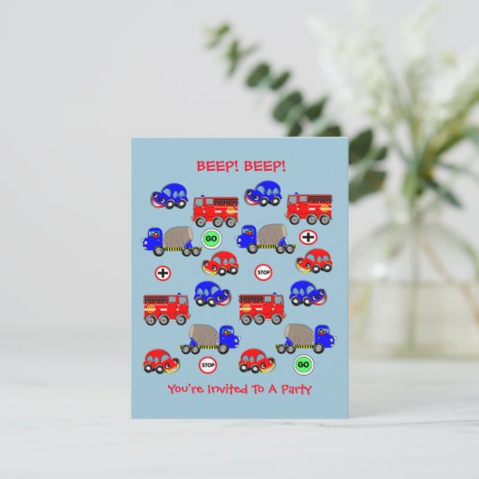 Niedliche Kinderwagen Kinderdusche - Geburtstag Einladung (Stehend Vorderseite)