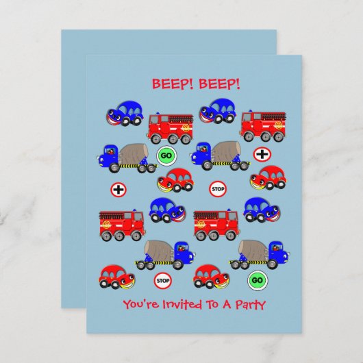 Niedliche Kinderwagen Kinderdusche - Geburtstag Einladung (Vorne/Hinten)