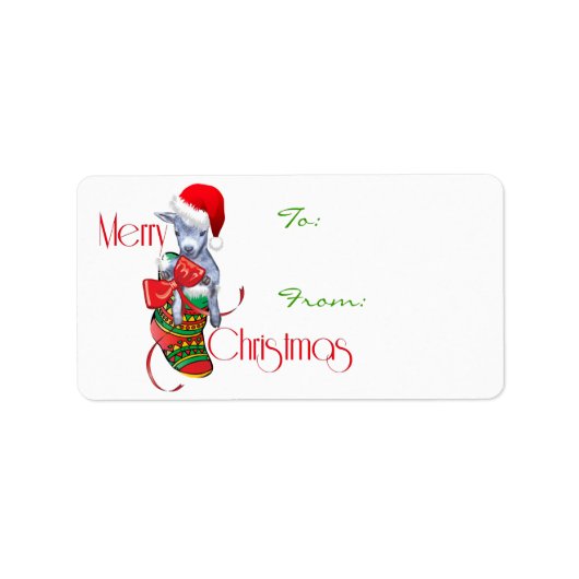 Niedliche Kinderziege im Strumpf Weihnachtsgeschen Adressaufkleber