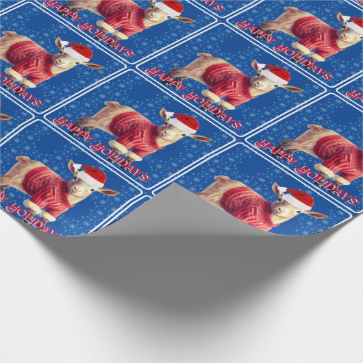Niedliche Kinderziege in Weihnachtsmannmütze Geschenkpapier (Ecke)