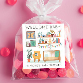 Niedliche Kinderzimmer Illustration CUSTOM BABY SH Quadratischer Aufkleber