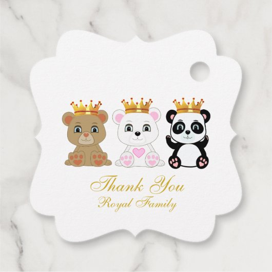 Niedliche King Bears Danke an White Geschenkanhänger (Rückseite)