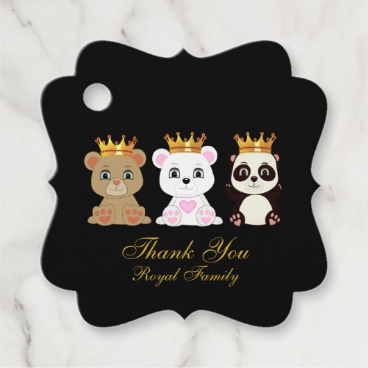 Niedliche King Bears Vielen Dank an Black Geschenkanhänger (Vorderseite)