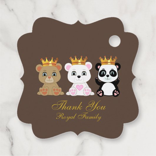 Niedliche King Bears Vielen Dank an Brown Geschenkanhänger (Rückseite)