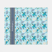 Niedliche Kingfisher Birds Blumenmuster Blauer Nam Fleecedecke (Vorderseite (Horizontal))