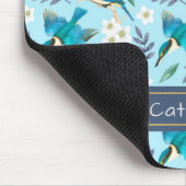 Niedliche Kingfisher Birds Blumenmuster Blauer Nam Mousepad (Ecke)