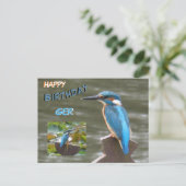 Niedliche Kingfisher Kust. Happy Birthday Postcard Postkarte (Stehend Vorderseite)