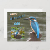 Niedliche Kingfisher Kust. Happy Birthday Postcard Postkarte (Vorne/Hinten)