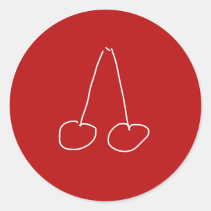 Niedliche Kirsche, einfach minimalistisch Runder Aufkleber