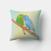 Niedliche Kissingbudgien - Acryl auf pastellfarben Kissen (Rückseite)