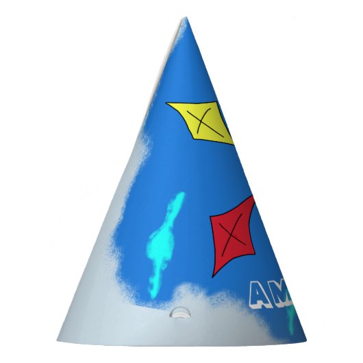 Niedliche Kite mit Kindername Geburtsdatum Partyhütchen (Links)