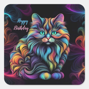 Niedliche Kitekatze Geburtstag Quadratischer Aufkleber