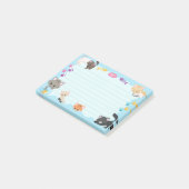 Niedliche Kitekatzen Pawprints Baby Light Blue Post-it Klebezettel (angewinkelt)