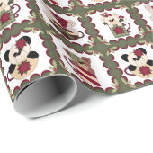 Niedliche Kitsch-frohe Weihnachtenteddy-Bären in Geschenkpapier (Rolleneckpunkt)