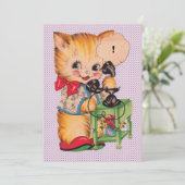 Niedliche Kitsch Kawaii Katze mit Telefondruck Dankeskarte (Stehend Vorderseite)