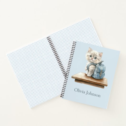 Niedliche Kitte mit Backpack Personalisiert Notebo Notizblock (Innenseite)