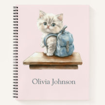 Niedliche Kitte mit Backpack Personalisiert Notebo