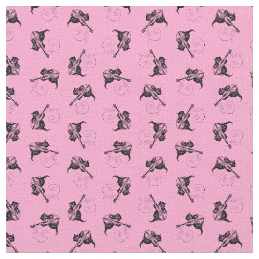 Niedliche Kitte mit Violine Antique Cat CUSTOM FAR Stoff (Nahaufnahme)