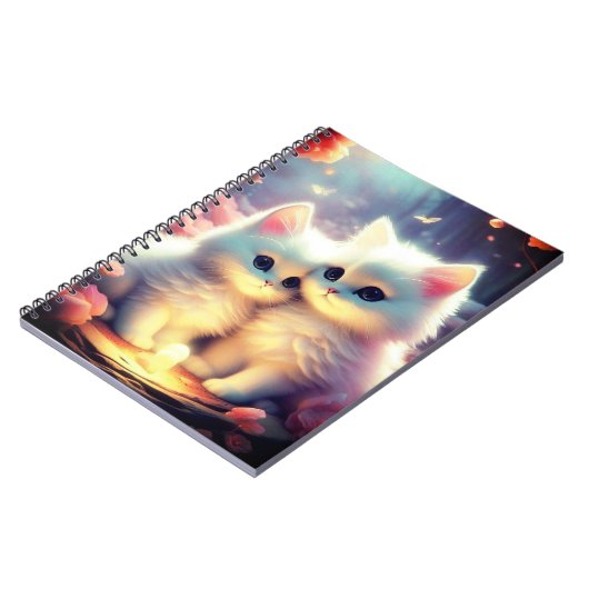 Niedliche Kitten Cat & Light mit Schmetterlingen F Notizblock (Linke Seite)