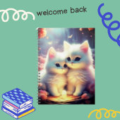 Niedliche Kitten Cat & Light mit Schmetterlingen F Notizblock