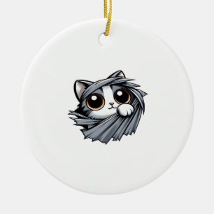 Niedliche Kitten, die durch Torntuch pinkeln Keramik Ornament
