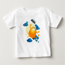 Niedliche Kitten Flying mit Regenschirm Baby T-shirt