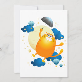 Niedliche Kitten Flying mit Regenschirm Einladung