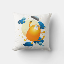 Niedliche Kitten Flying mit Regenschirm Kissen